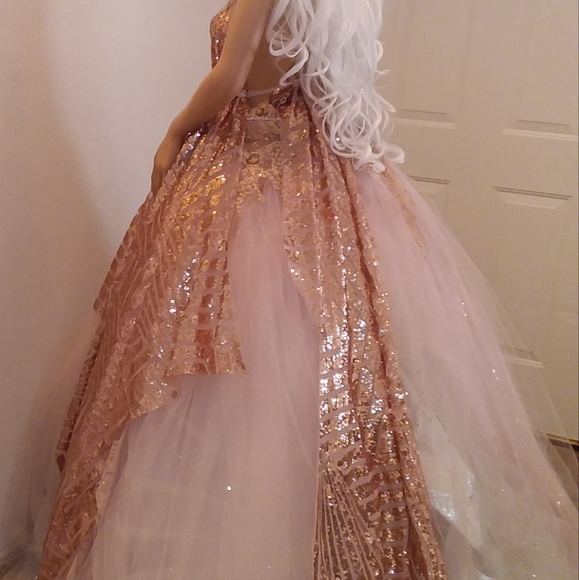 "HELEN" Blush Art Deco Wedding Ballgown Set - Picture 9 of 16